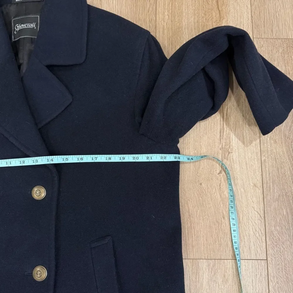 Gloverall Wool Blend Peacoat Double Breasted Military Style Coat FR 44 US 12